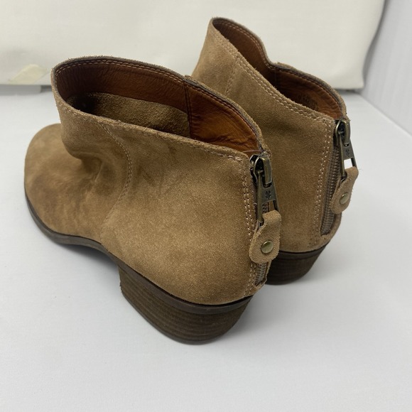 Lucky Brand Womens Ankle Shoes 9.5 Bootie Brown Leather LP-BELVVA Zip Block Heel - Picture 5 of 14